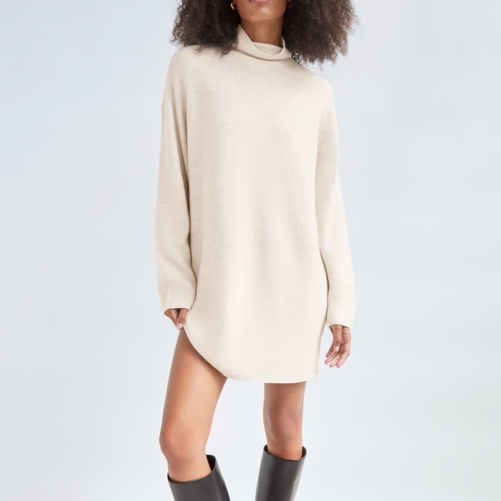 NWT Aritzia Maclean Dress, Size 3 (L/XL), 100% merino wool, heather birch color